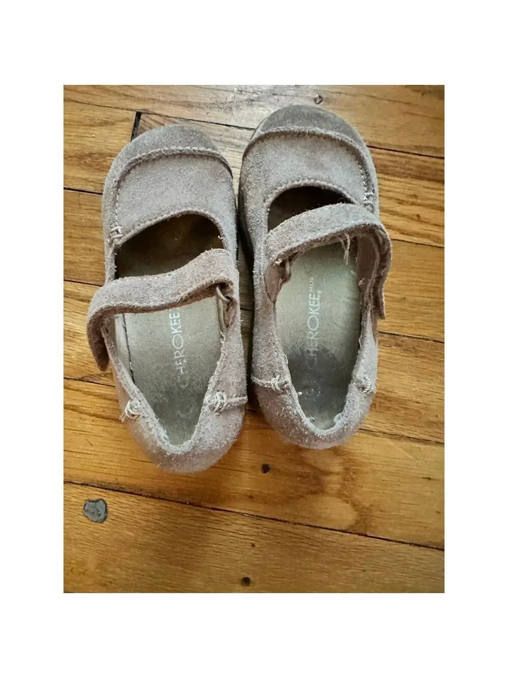 Cherokee Beige Suede Mary Jane Dress Shoes Size 9 Toddler Girls